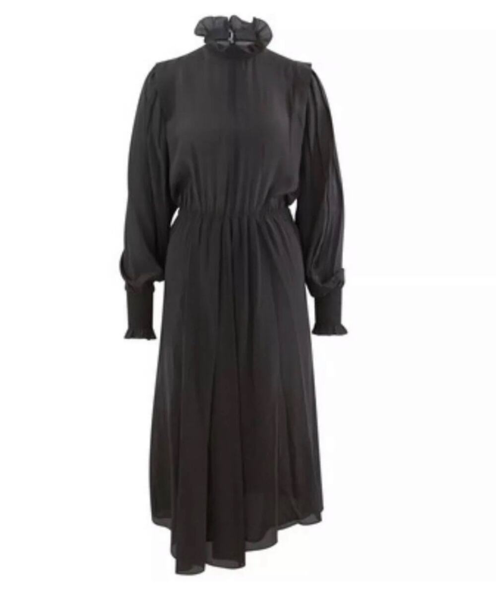 NWT Etoile Isabel Marant Yescott Black Silk Midi Dress Size FR 38 / US 6